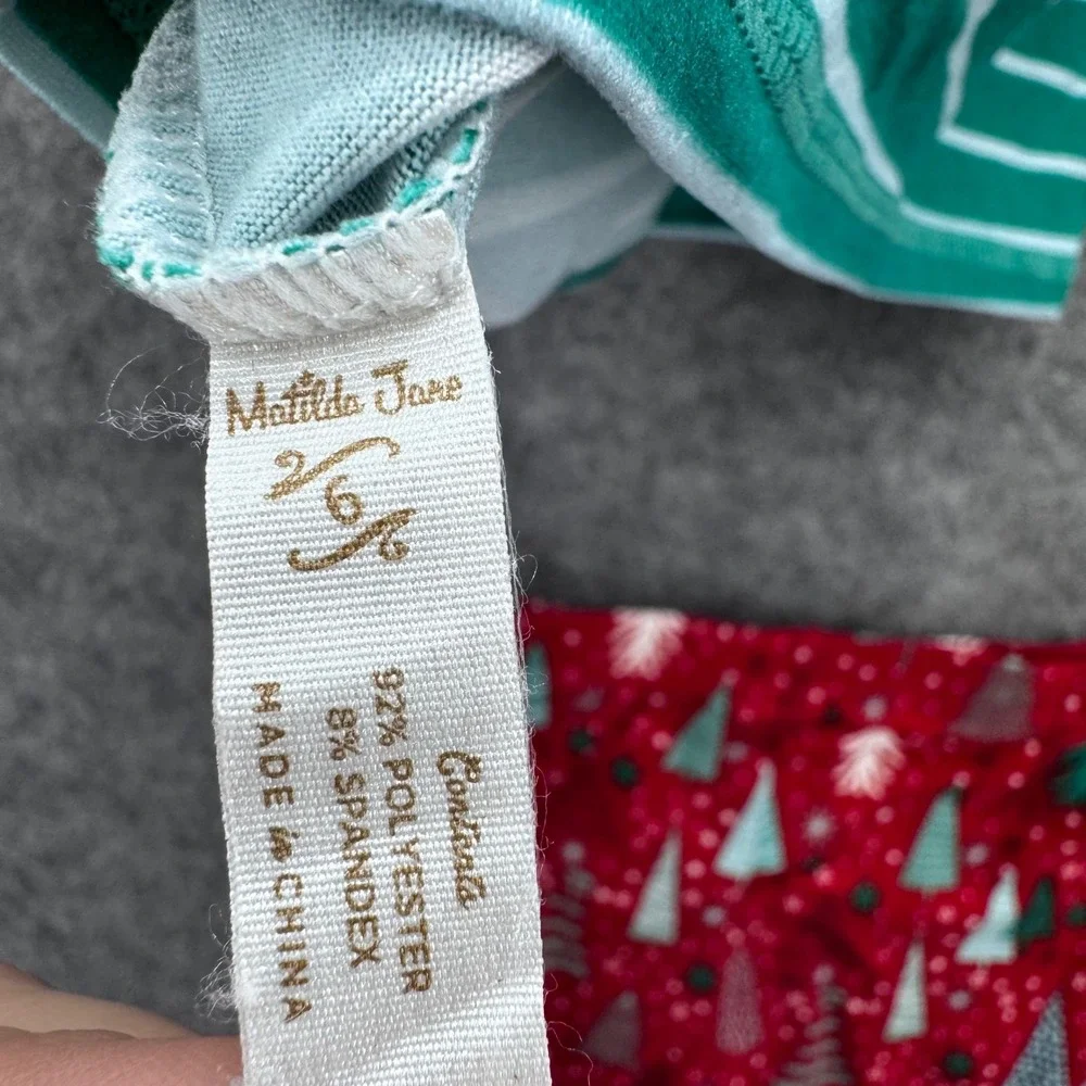 Matilda‎ Jane Boys Size 6 Christmas Tree Fitted Pajama Set Green Red Stripe